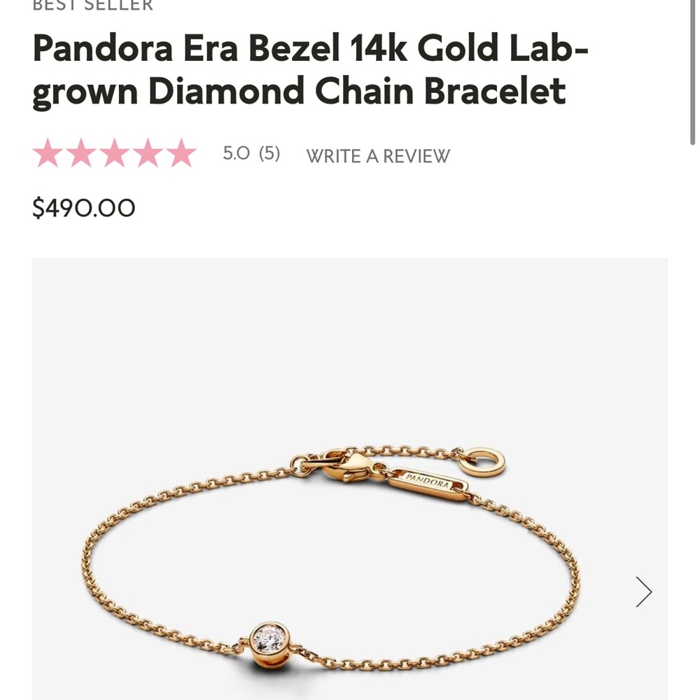 Pandora Era Bezel 14k Gold Lab-grown Diamond Chain Bracelet